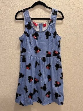 Disney Blue Minnie Mouse Print Dress Women’s Large with Pockets